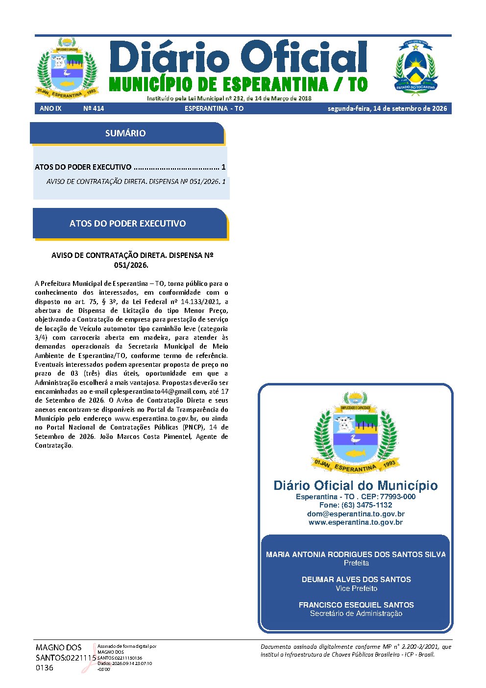 Diário Oficial N° 414