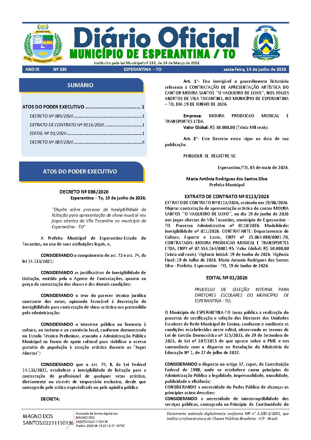 Diário Oficial N° 385