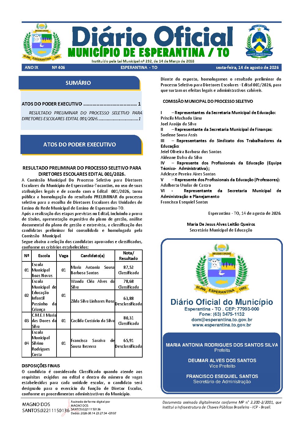 Diário Oficial N° 406