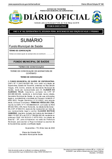 Diário Oficial - Edição 100