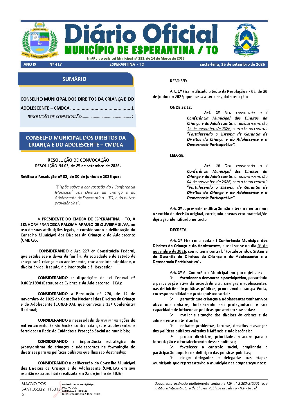 Diário Oficial N° 417