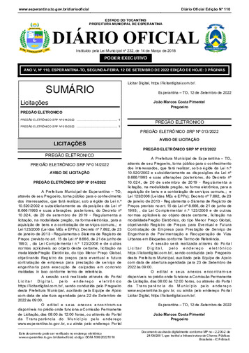 Diário Oficial - Edição 110