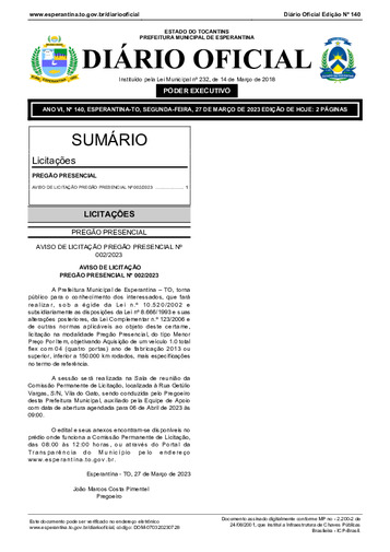 Diário Oficial - Edição 140