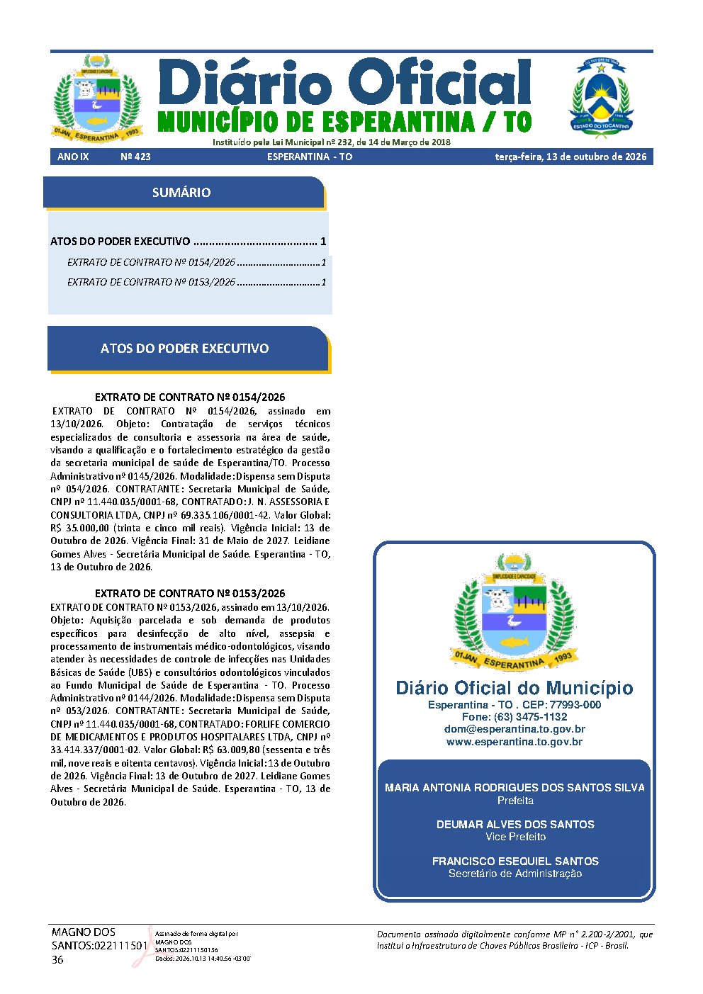 Diário Oficial N° 423