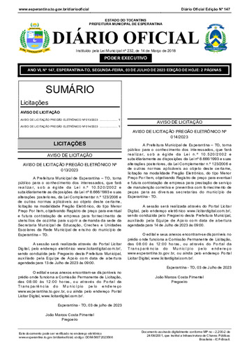 Diário Oficial - Edição 147