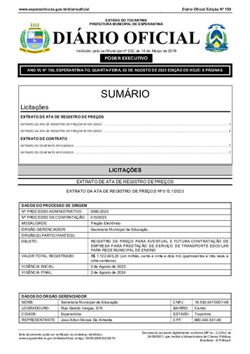 Diário Oficial - Edição 150