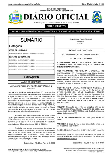 Diário Oficial - Edição 154