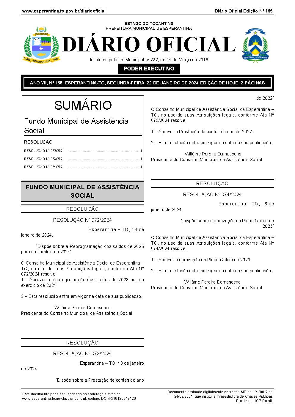 Diário Oficial - Edição 165