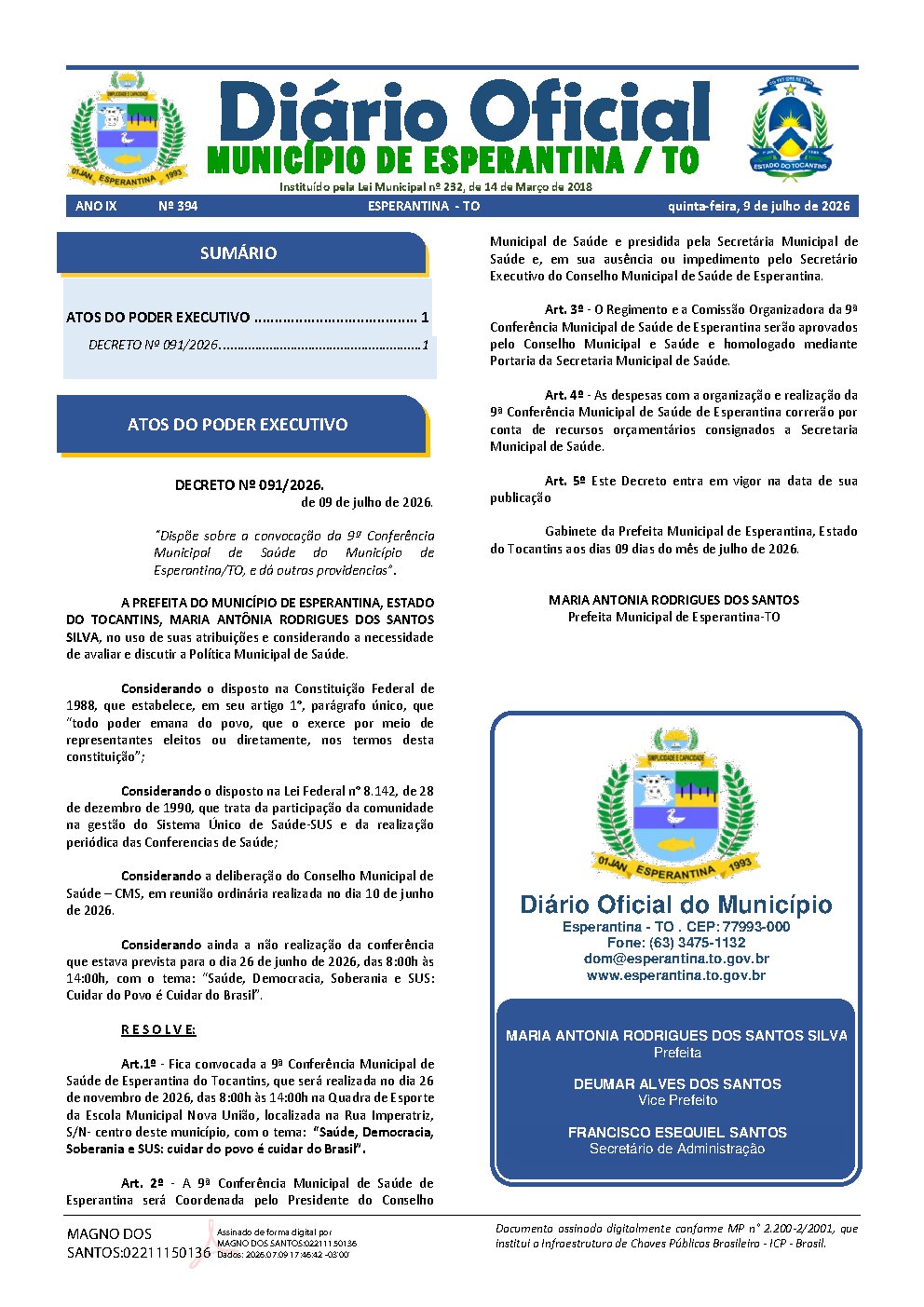Diário Oficial N° 394
