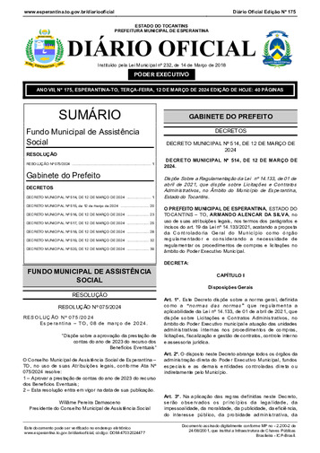 Diário Oficial - Edição 175