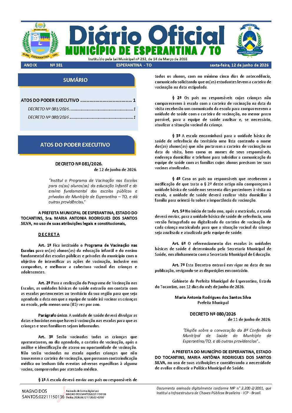 Diário Oficial N° 381