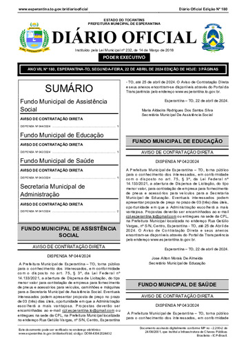 Diário Oficial - Edição 180