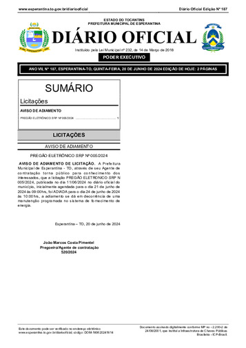Diário Oficial - Edição 187