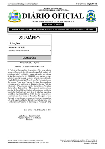 Diário Oficial - Edição 189