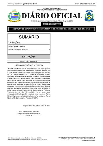 Diário Oficial - Edição 190