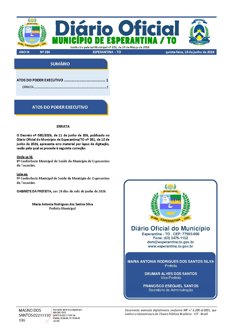 Diário Oficial N° 384