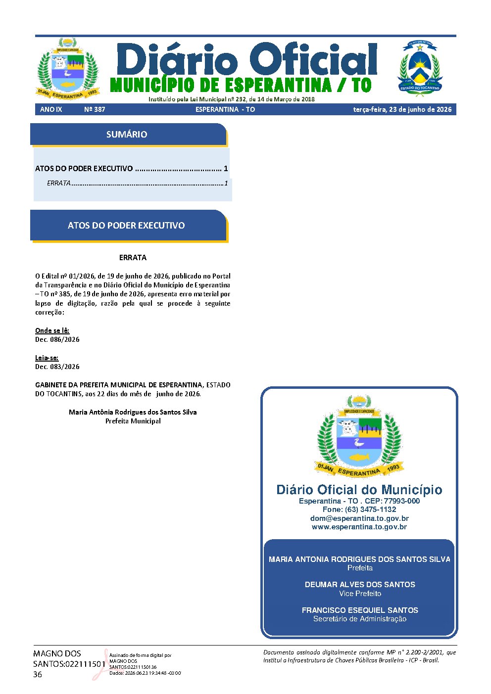 Diário Oficial N° 387
