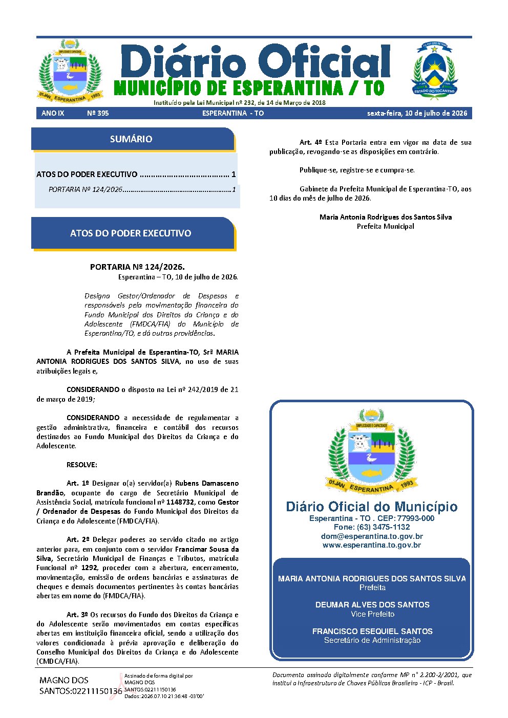 Diário Oficial N° 395