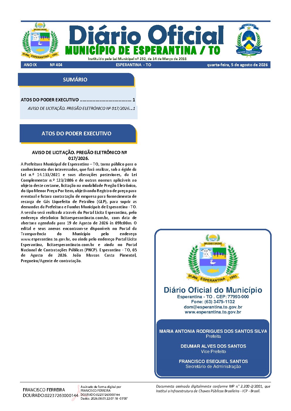 Diário Oficial N° 404