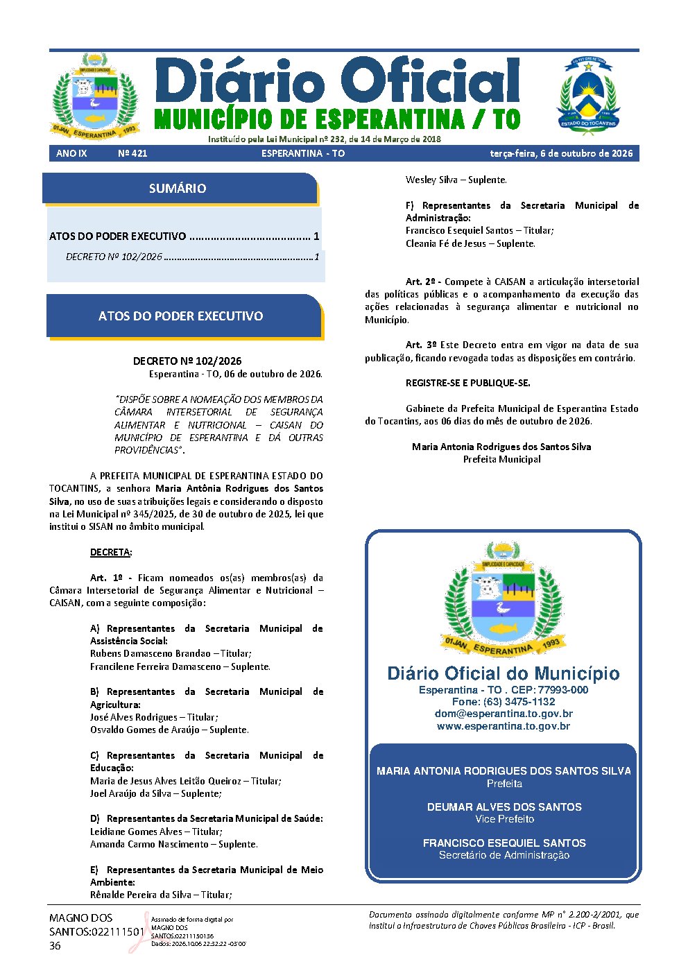 Diário Oficial N° 421