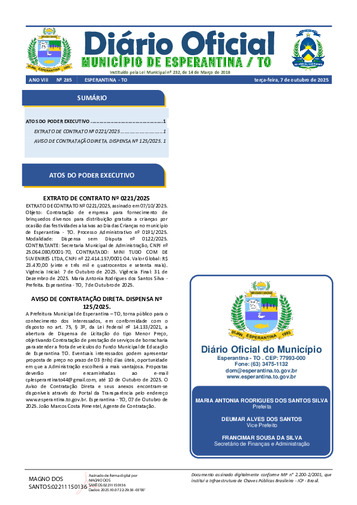 Diário Oficial - Edição 285