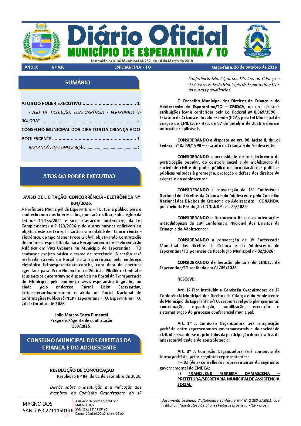 Diário Oficial N° 426