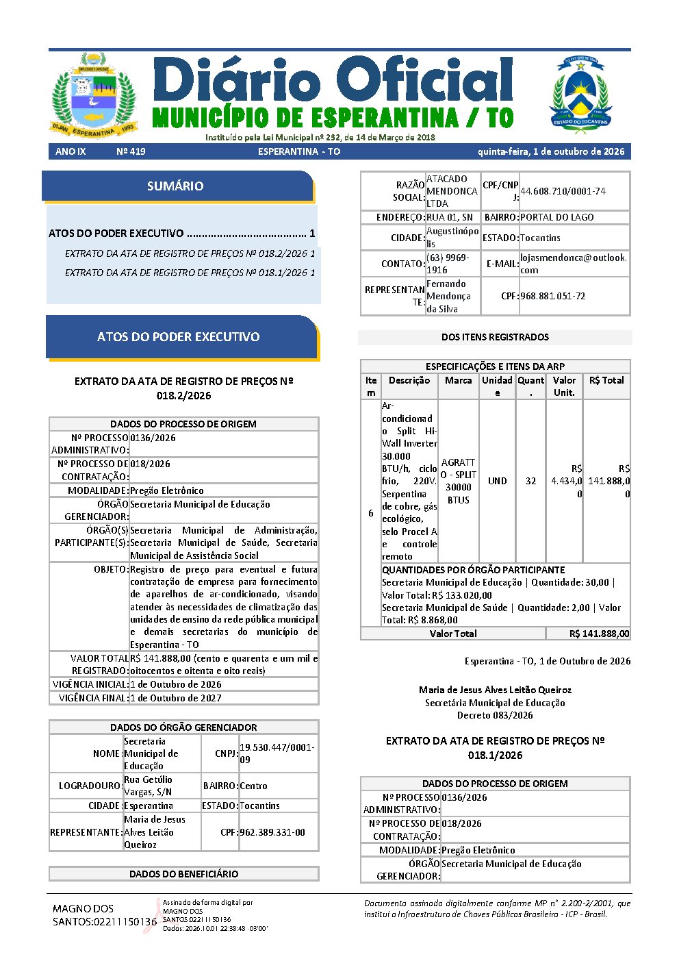 Diário Oficial N° 419