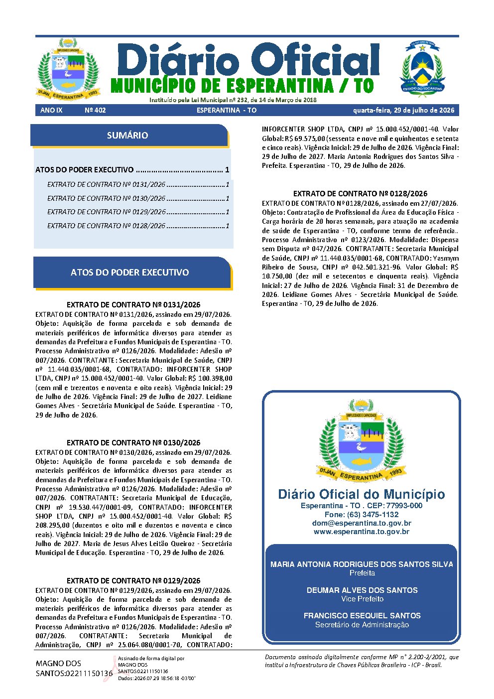 Diário Oficial N° 402