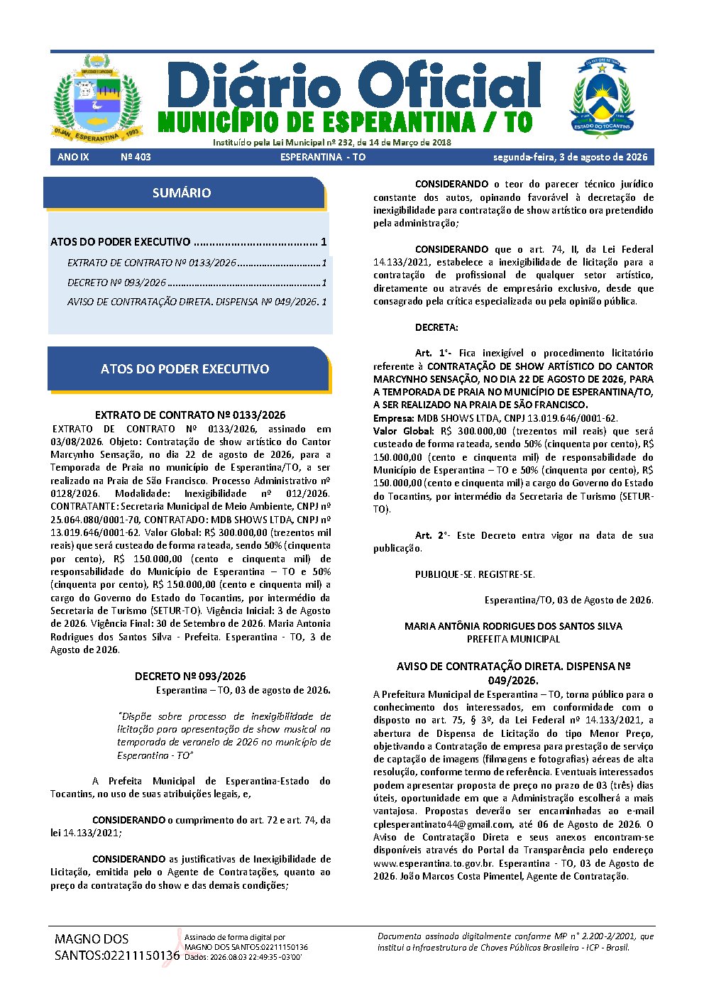 Diário Oficial N° 403