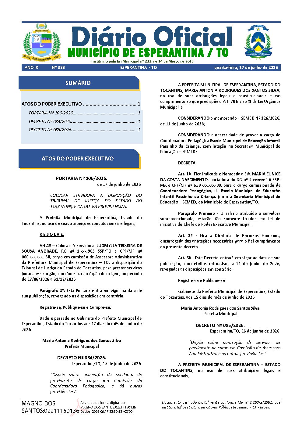 Diário Oficial N° 383