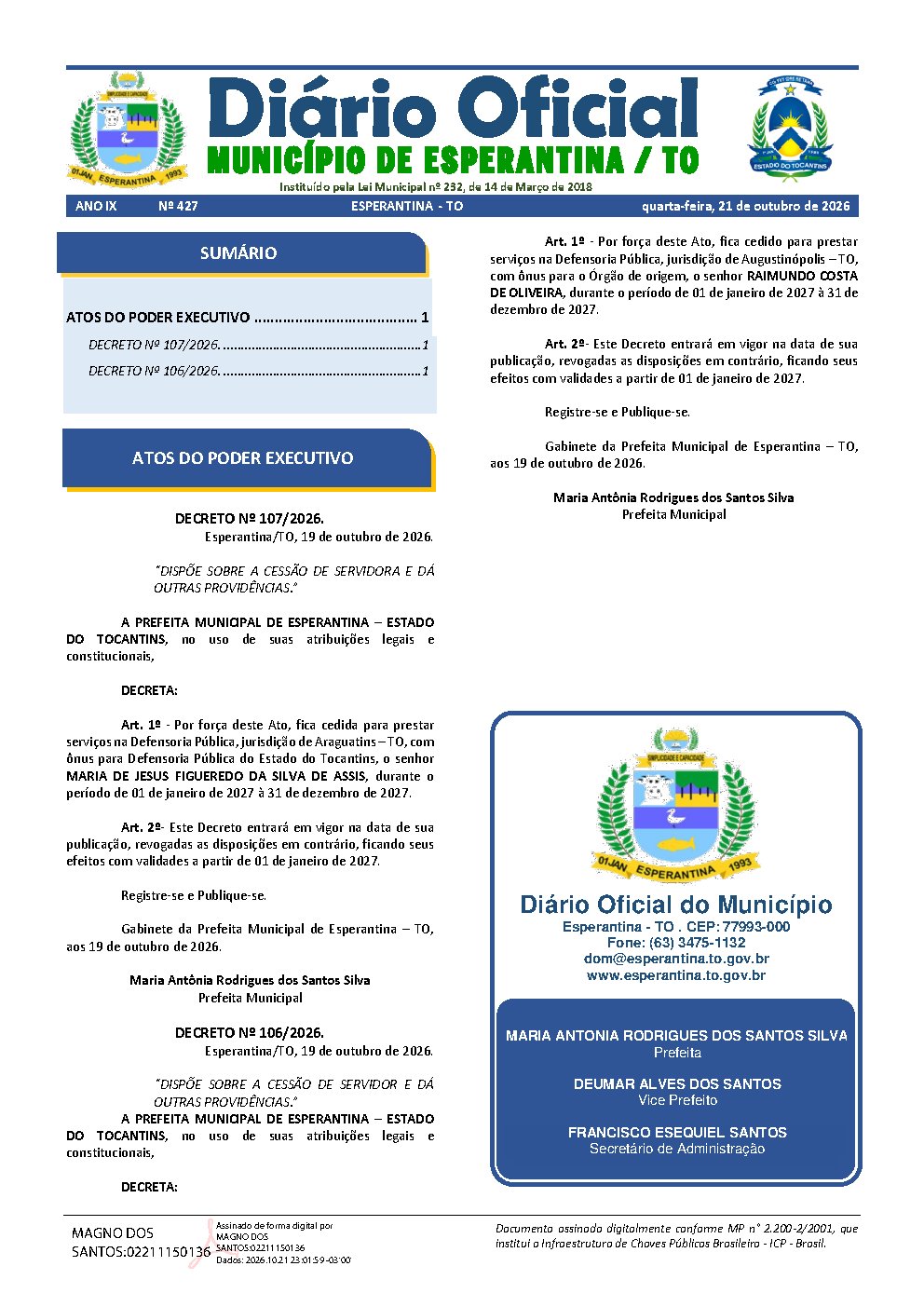 Diário Oficial N° 427