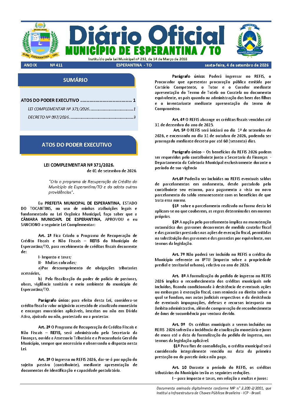 Diário Oficial N° 411