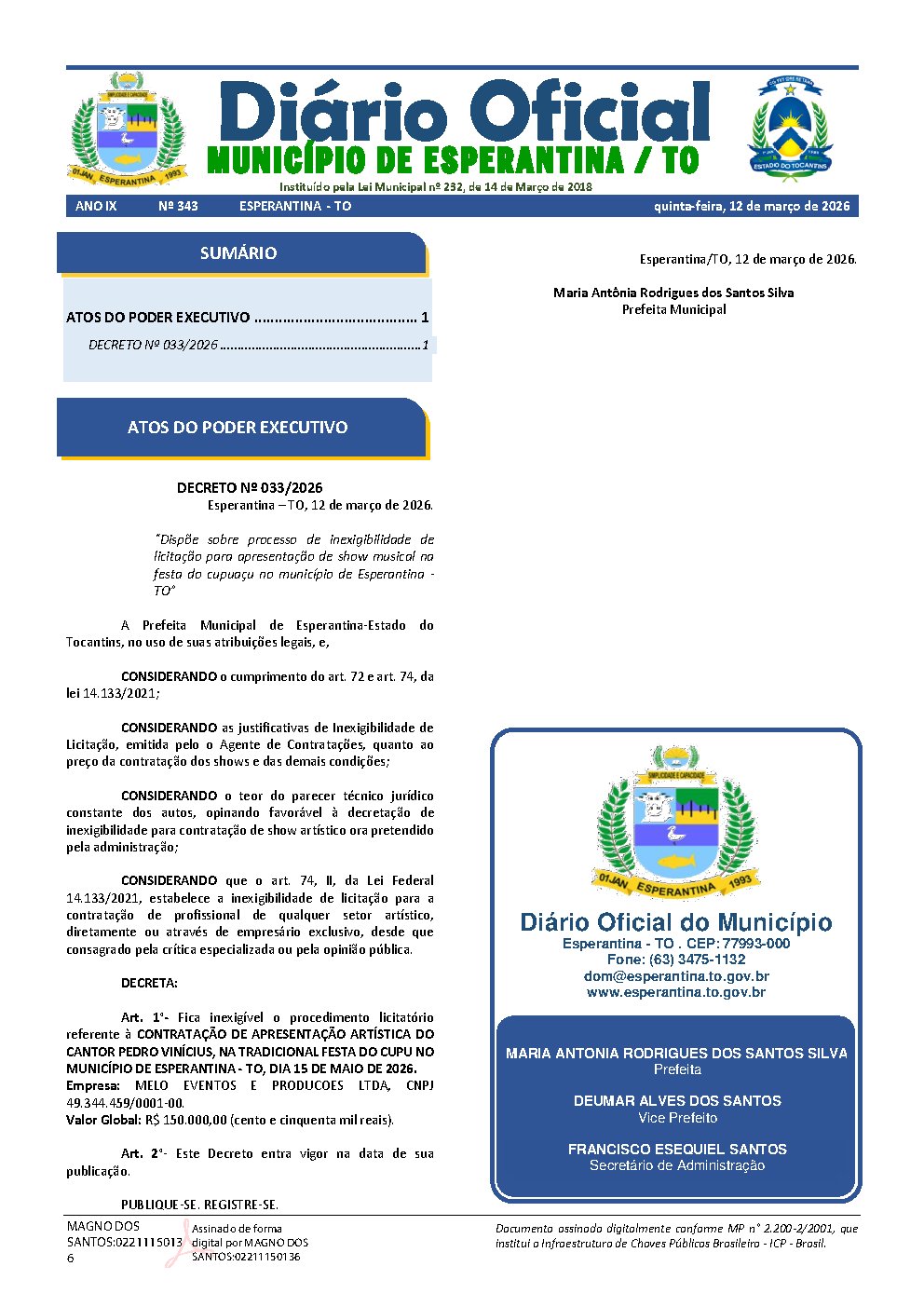 Diário Oficial N° 343