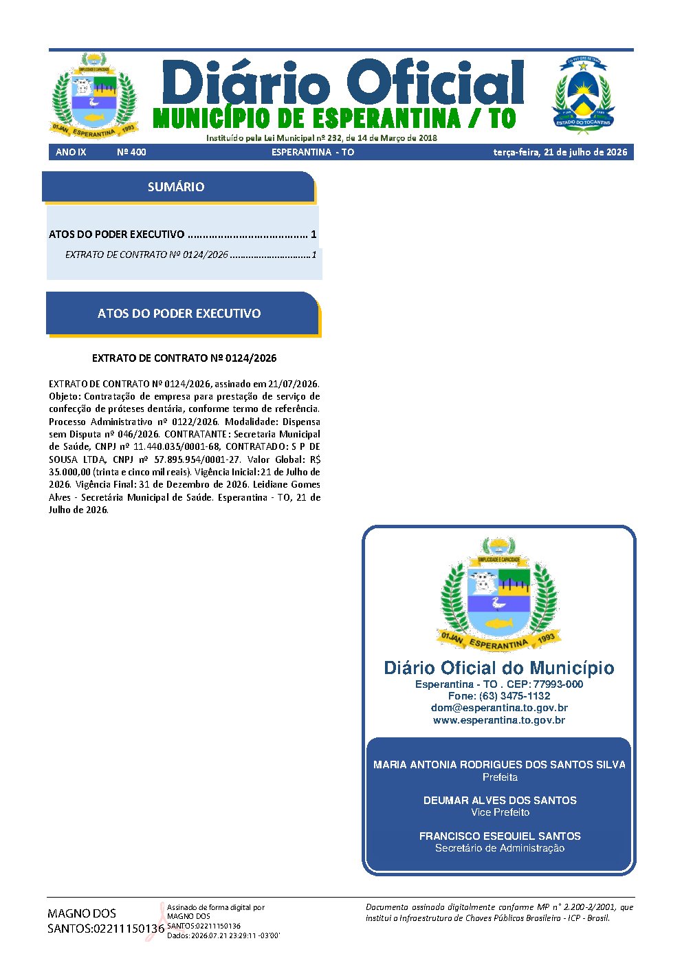 Diário Oficial N° 400