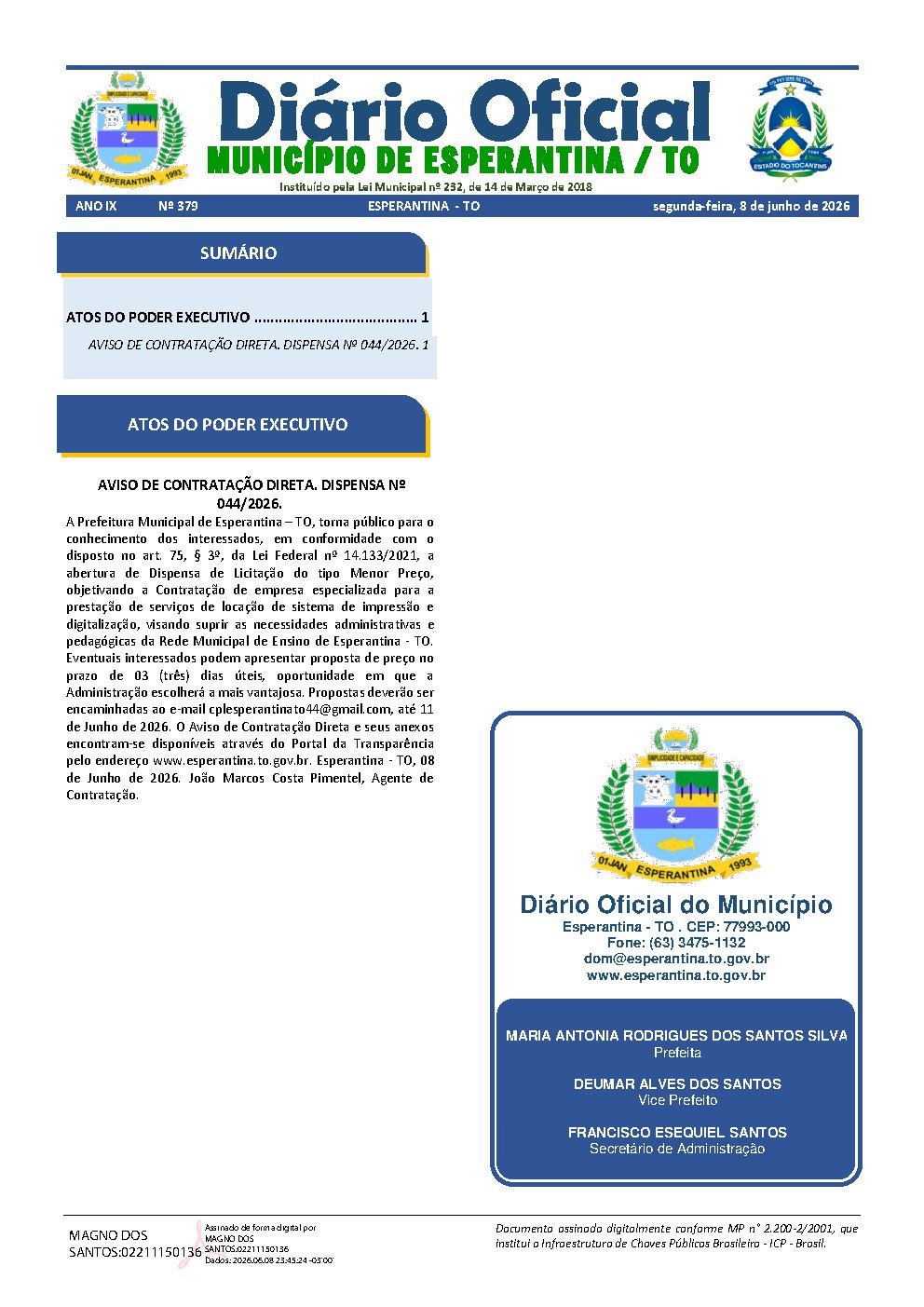 Diário Oficial N° 379