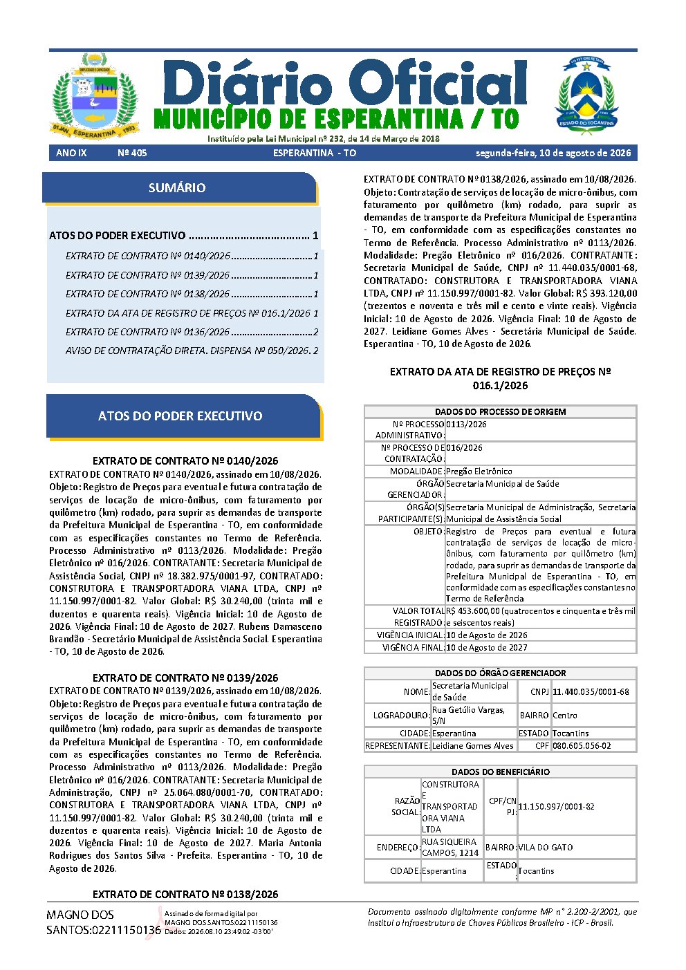 Diário Oficial N° 405