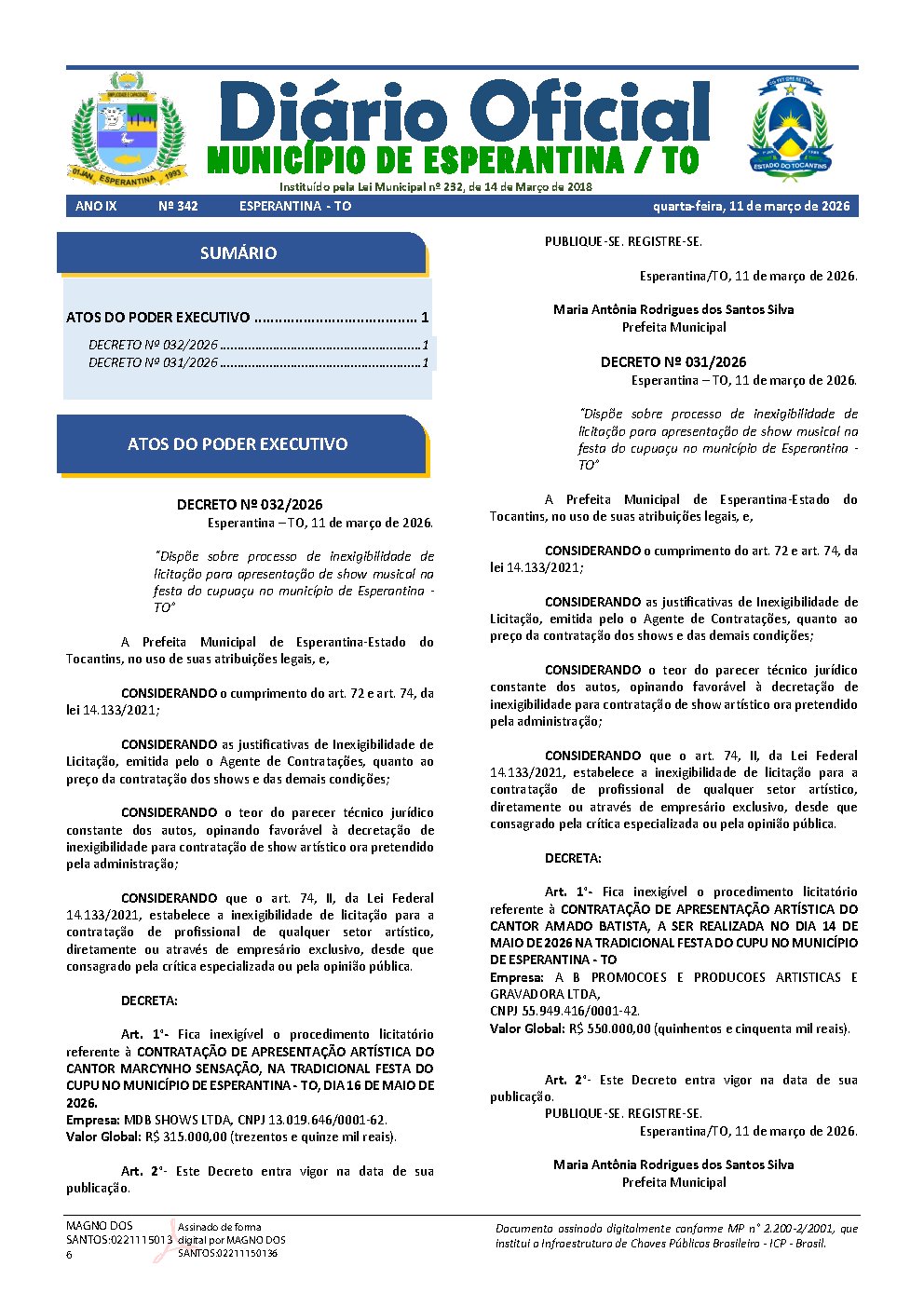 Diário Oficial N° 342