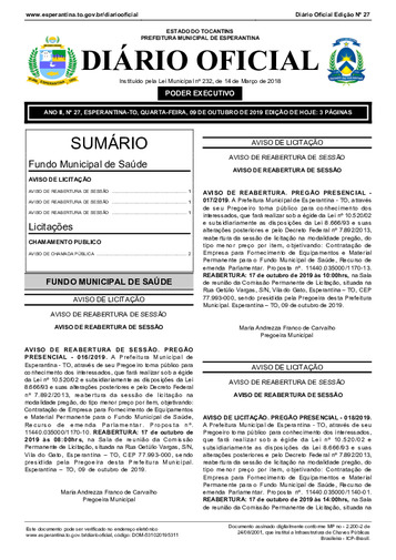 Diário Oficial - Edição 27