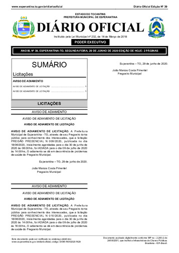 Diário Oficial - Edição 39