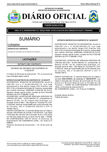 Diário Oficial - Edição 5