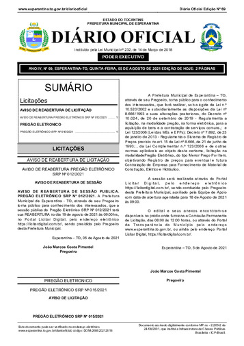 Diário Oficial - Edição 69