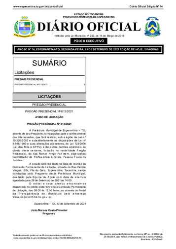 Diário Oficial - Edição 74