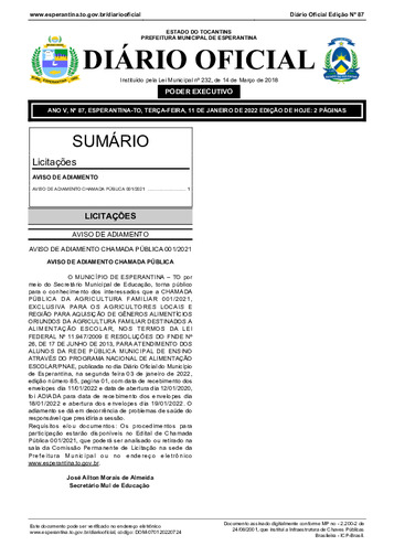 Diário Oficial - Edição 87